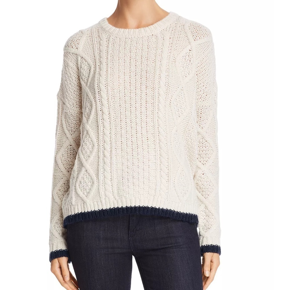 Velvet by graham & spencer Tipped Cable-Knit Sweater small